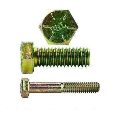 Bolts With Top Ratings-1/4" x 2-1/4" Hex Head Bolts Grade 8 Yellow Zinc Plated Coarse Thread