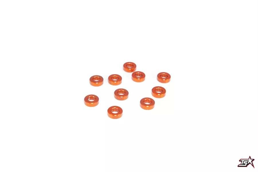 Washers For Longevity-MR33 Aluminum Shim 3,0 x 6,0 x 2,0mm - Orange (10)