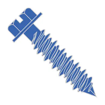 Screws With Junior Packs-3/16 x 2-3/4 Slotted Indented Hex Washer Head Concrete Screw Blue Finish