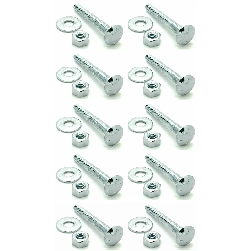 Washers With Premium Quality-Ten (10) 1/4-20 x 2" Long Carriage Bolts Set w/ Nuts & Washers (BCP283)