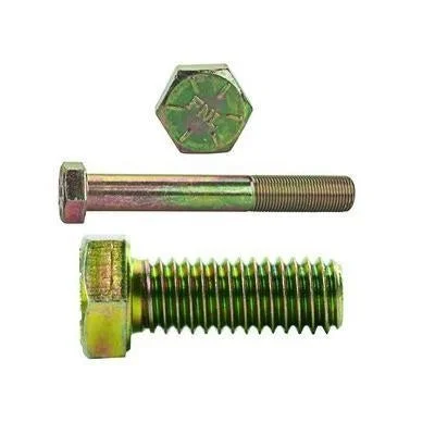 Bolts For Retro Repairs-3/8" x 3-1/2" Hex Head Bolts Grade 8 Yellow Zinc Plated Fine Thread