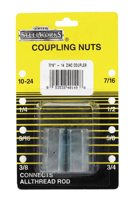 Nuts With Contractor Specs-Boltmaster 7/16 - 14 in. Steel Coupling Nut 2 pk