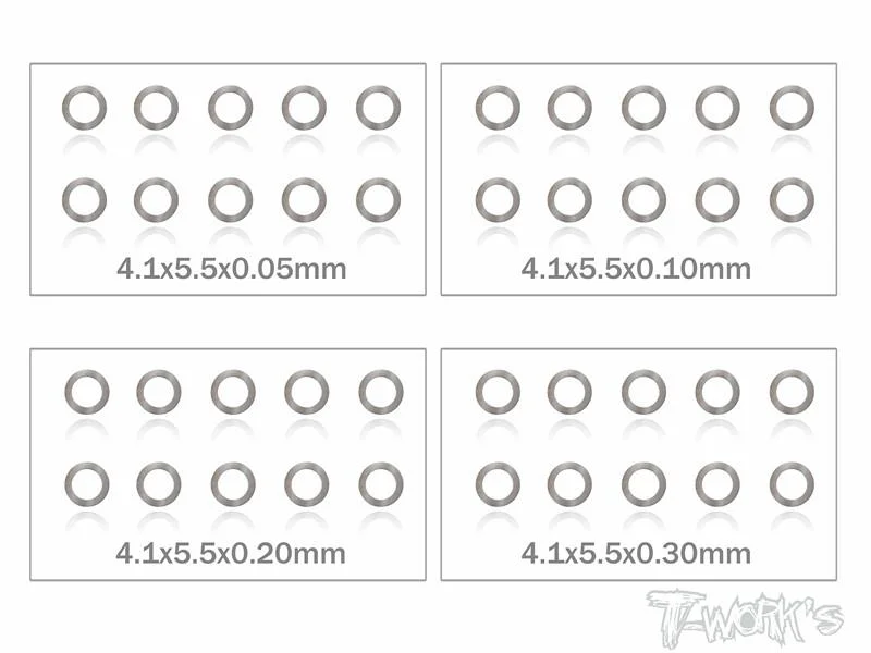 Washers With High Strength-MR33 Shim Washer Set 4mm 0.05 / 0.1 / 0.2 / 0.3mm (10ea) MR33-SH-4