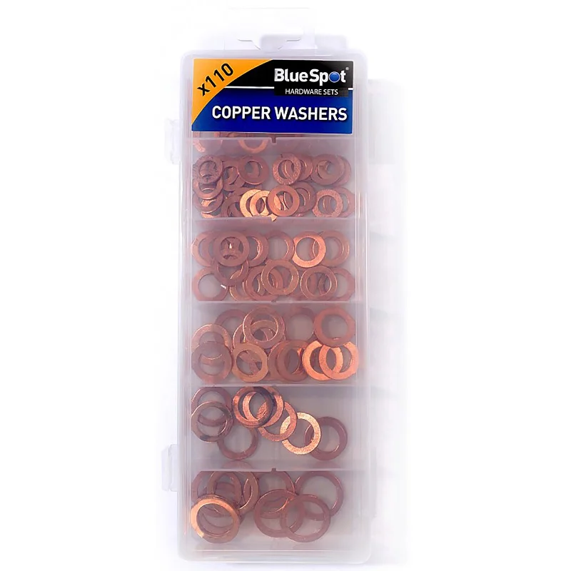 Washers With Low Profile-BlueSpot 110 Piece Copper Washer Assortment Drain Plug Seal 6-16mm In Storage Case