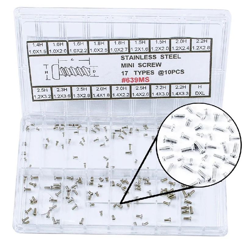 Screws With Professional Grade-WS-170, Stainless Steel Phillips Head Case Back Screws Assortment