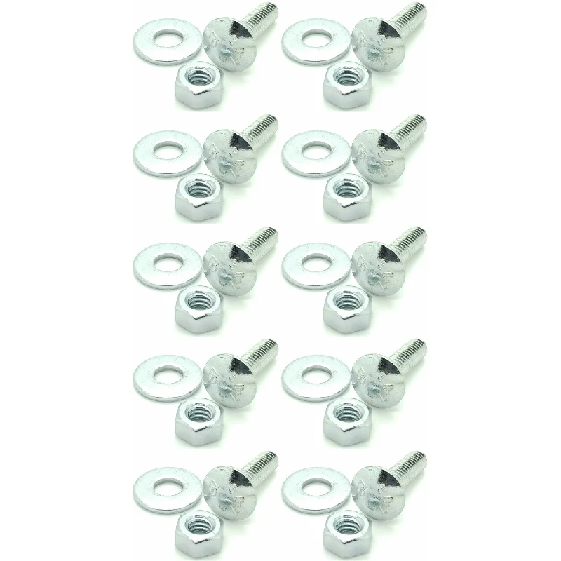 Washers With Bolt Compatibility-Ten (10) 1/4-20 x 1" Long Carriage Bolts Set w/ Nuts & Washers (BCP277)