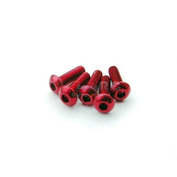 Screws With Contractor Approval-Hiro Seiko Alloy Hex Socket Button Head Screw M3x6 [Red] 69627