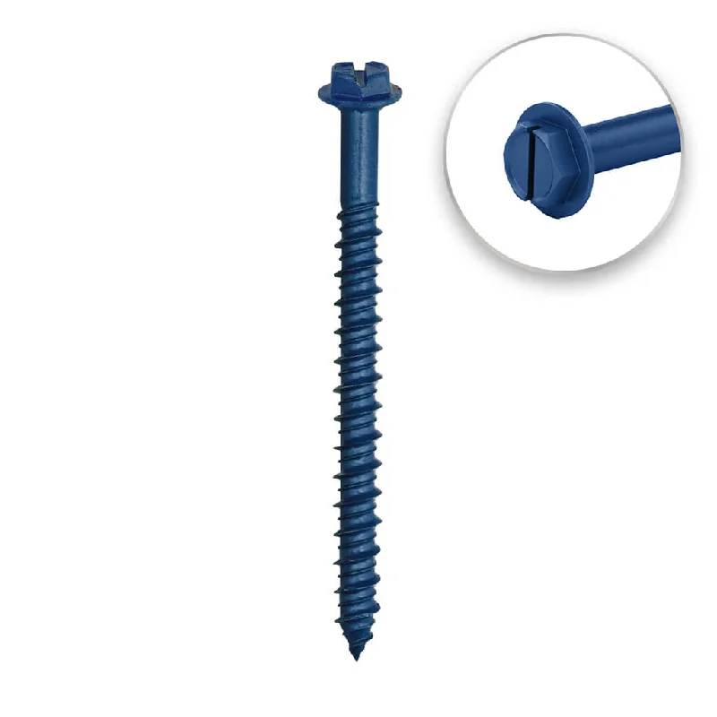 Screws With Metal Strength-DuraDrive 1/4 in x 5 in Blue Ruspert Coated Concrete Screw