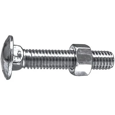 Nuts With Tight Grip-Auveco # 9501 3/8" X 3" Carriage Bolt Zinc With Hex Nuts. Qty 25.