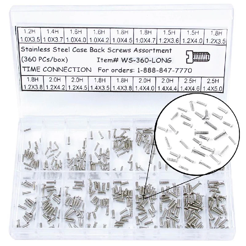 Screws For Heavy Loads-Long Stainless Steel Case Back Screws Assortment