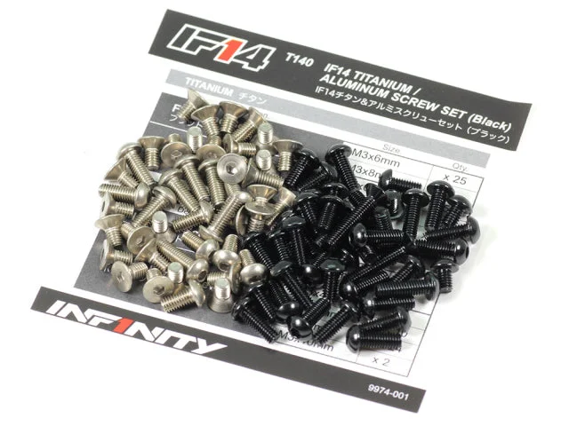 Screws With Modern Design-INFINITY T140 IF14 Titanium & Aluminum Screw Set (Black)