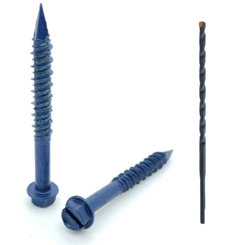 Screws For Craft Goals-100 Qty 1/4" x 2-1/4" Hex Head Diamond Tip Concrete Screws To Anchor Masonry, Block & Brick (BCP500)