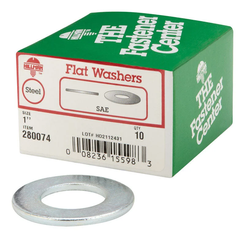 Washers For Junior Kits-HILLMAN Zinc-Plated Steel 1 in. SAE Flat Washer 10 pk