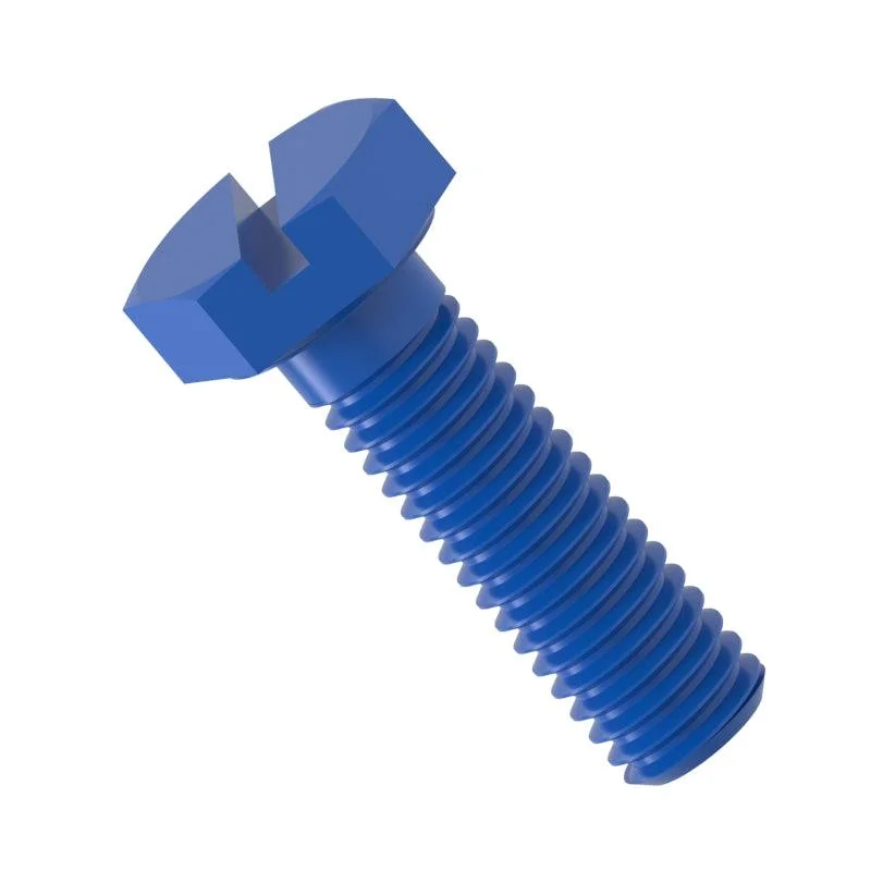 Screws For Team Repairs-PTFE Coated Stainless Steel Slotted Hexagon Head Bolt - DIN 933