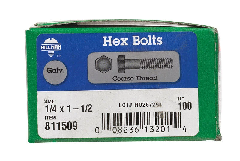 Bolts For Outdoor Builds-Hillman 1/4 in. D X 1-1/2 in. L Hot Dipped Galvanized Steel Hex Bolt 100 pk