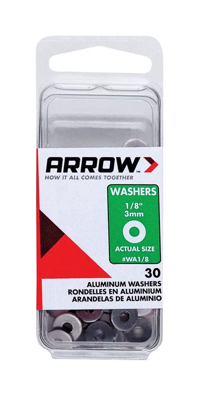 Washers With Low Profile-Arrow 1/8 in. D Aluminum Flat Washers Silver 30 pk