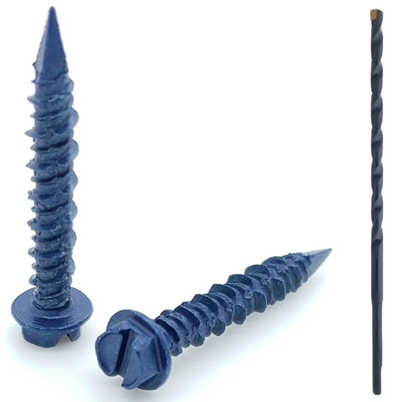 Screws With Classic Strength-100 Qty 3/16" x 1-1/4" Hex Head Diamond Tip Concrete Screws To Anchor Masonry, Block & Brick (BCP486)