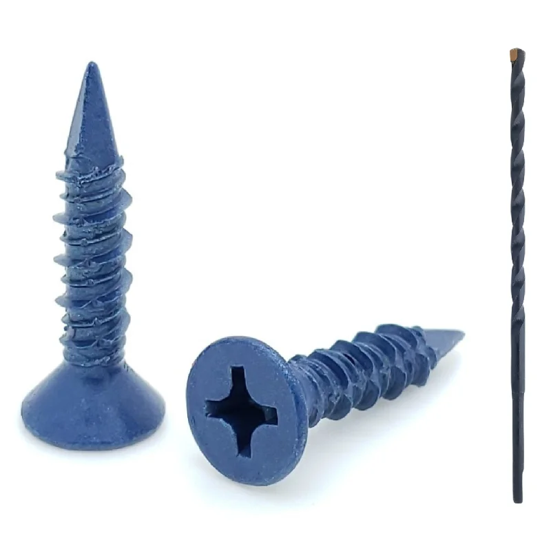 Screws For Family Fixes-100 Qty 1/4" x 1-1/4" Flat Head Phillips Diamond Tip Concrete Screws To Anchor Masonry, Block & Brick (BCP492)