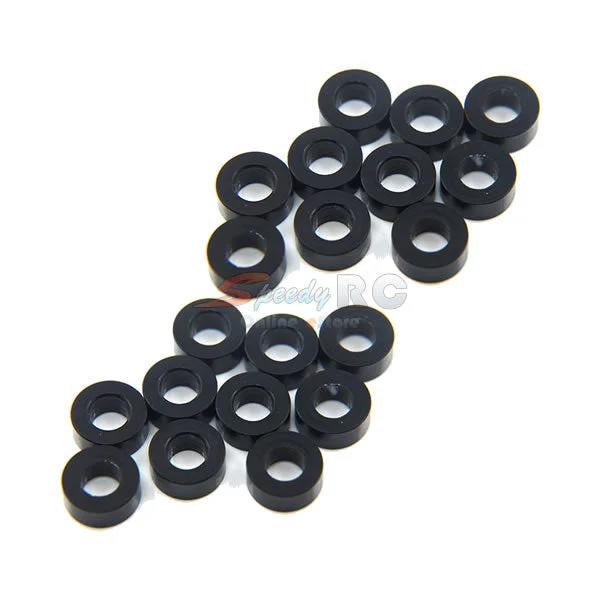 Washers For Urban Projects-Yeah Racing Aluminum M3 Flat Washer 2.5mm 20pcs Black YA-0396BK