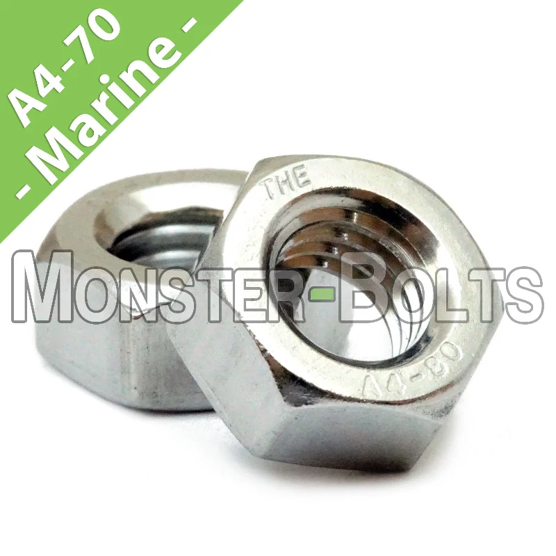 Nuts For Secure Joints-Bulk DIN 934 Stainless Steel A4-70 Hex Nuts, Metric Coarse Threads