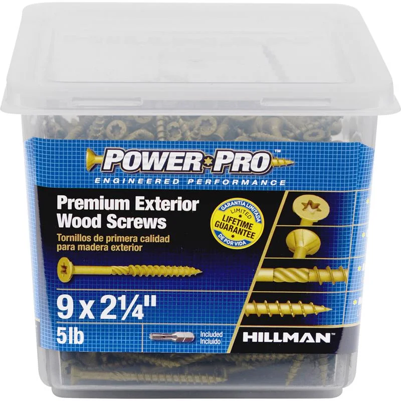 Screws With Affordable Prices-HILLMAN Power Pro No. 9 in. X 2-1/4 in. L Bronze Star Flat Head Premium Deck Screws 5 lb 489 pk