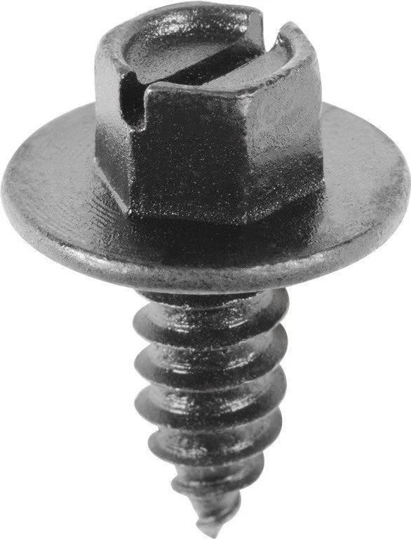 Washers For Night Visibility-Auveco # 20446 Slotted Hex Washer Head License Plate Screw #14 X 5/8". Qty 50.