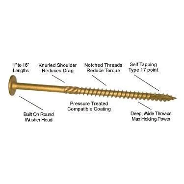 Screws With Top Ratings-3/8" x 16" Structural Screws Round Washer Head Torx (Self-Drive) - 100 pack