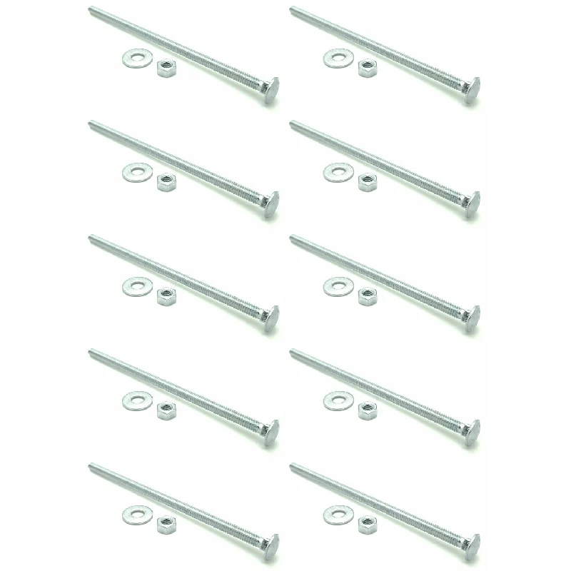 Washers With Durable Shape-Ten (10) 3/8-16 x 6" Long Carriage Bolts Set w/ Nuts & Washers (BCP331)