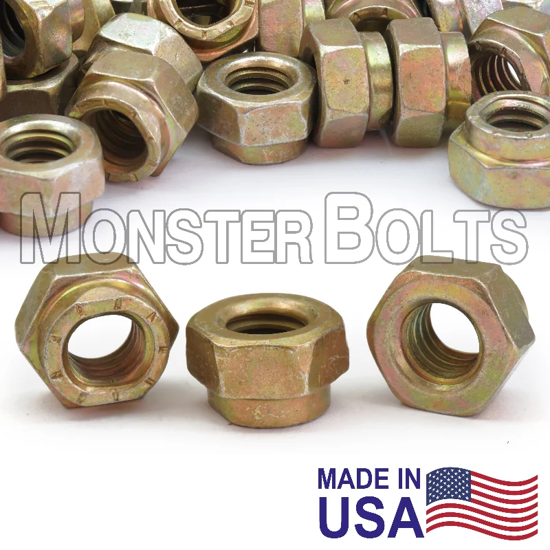 Nuts With Retro Threads-Bulk L9 Collar Locknuts – Alloy Steel Cadmium Yellow & Wax (Coarse Thread, Made in U.S.A.)