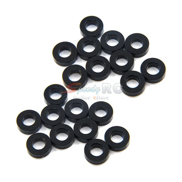 Washers With Local Supply-Yeah Racing Aluminum M3 Flat Washer 2mm 20pcs Black YA-0395BK