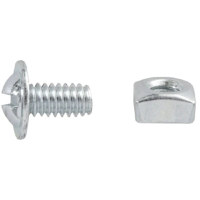 Washers With Pre-Cut Design-Auveco # 23503 Slotted Round Washer Head License Plate Screw W/Square Nut 1/4-20 X 1/2". Qty 100.