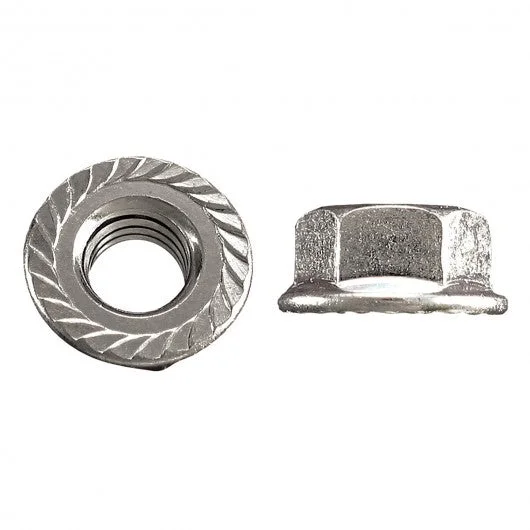 Nuts For Camp Repairs-Zinc Plated Hard Serrated Coarse Flange Nuts - Metric