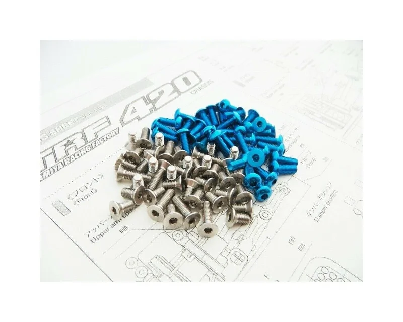 Screws For Strong Hold-Hiro Seiko TRF420 Low Center of Gravity Screw Set T-Blue HS-48591