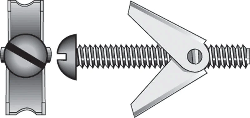 Bolts For Heavy Duty Anchoring-Hillman 1/8 in. Dia. x 4 in. L Round Steel Toggle Bolt 2 pk (Pack of 6)