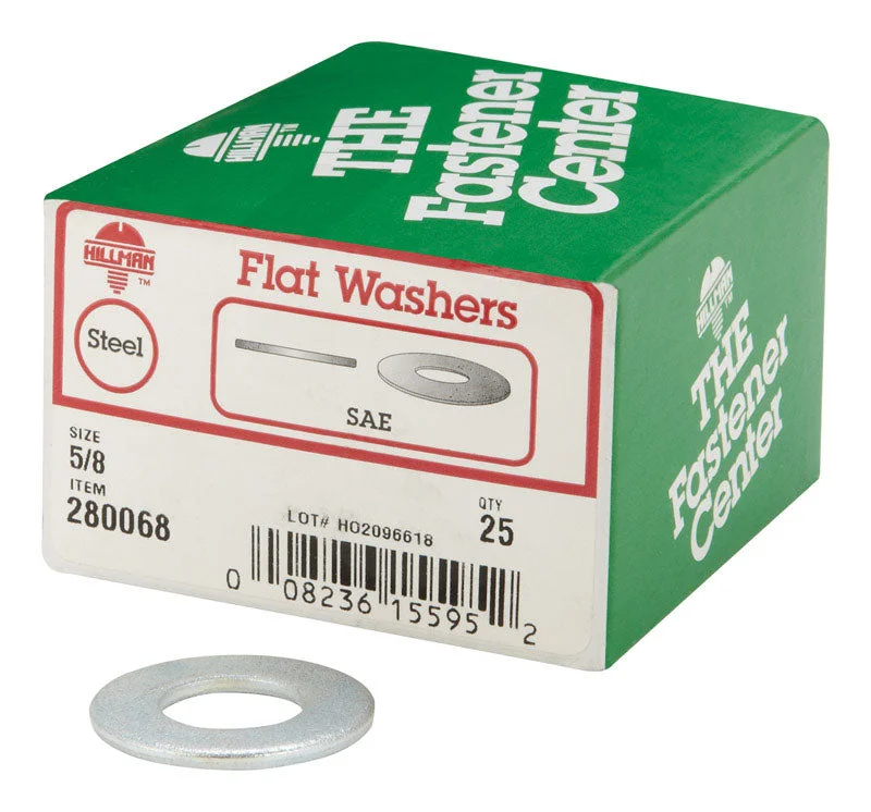 Washers For Precision Work-HILLMAN Zinc-Plated Steel 5/8 in. SAE Flat Washer 25 pk