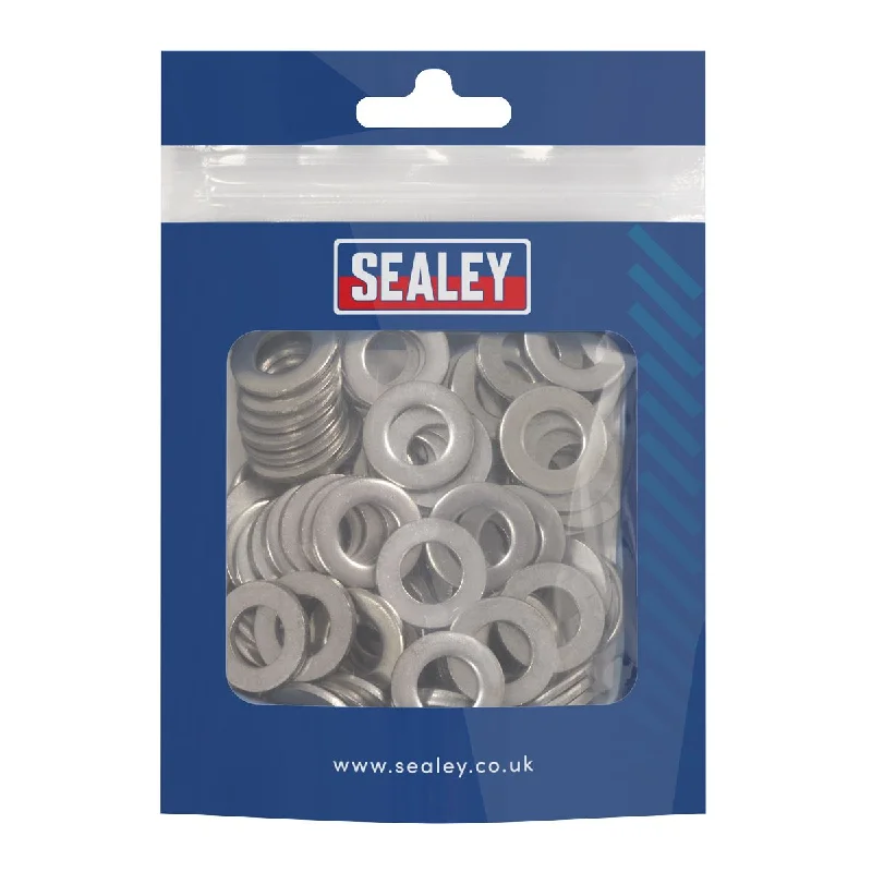 Washers For All Materials-Sealey Stainless Steel Flat Washer DIN 125 - M10 A2 - Pack of 100