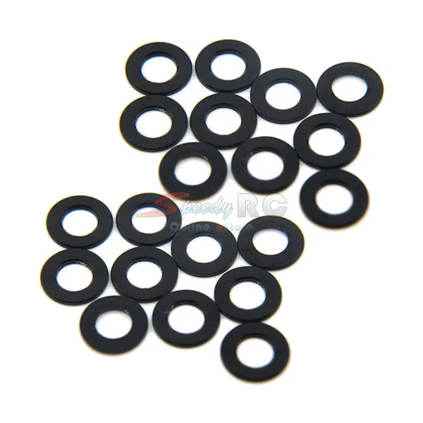 Washers With State Standards-Yeah Racing Aluminum M3 Flat Washer 0.5mm 20pcs Black YA-0392BK