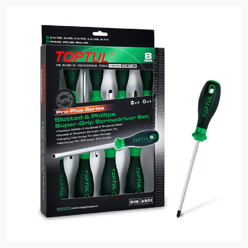 Screws With Low Profile-TOPTUL 8 piece Pro-Series Screwdriver Set