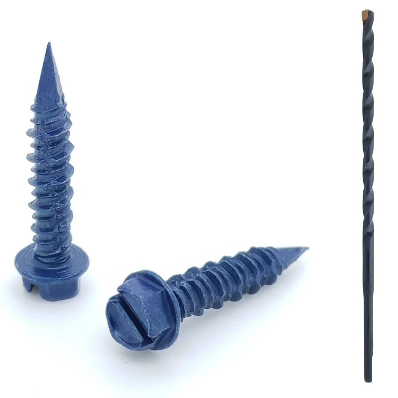 Screws For Deep Anchoring-100 Qty 1/4" x 1-1/4" Hex Head Diamond Tip Concrete Screws To Anchor Masonry, Block & Brick (BCP498)