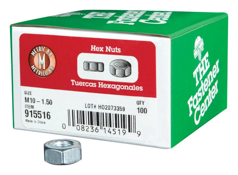 Nuts For New Releases-Hillman M10-1.50 mm Zinc-Plated Steel Metric Hex Nut 100 pk