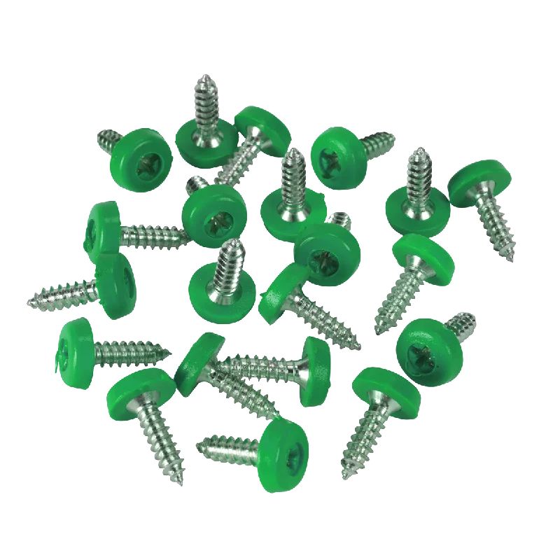 Screws For Big Projects-Sealey Green Numberplate Screws 4.8 x 18mm - Pack of 50