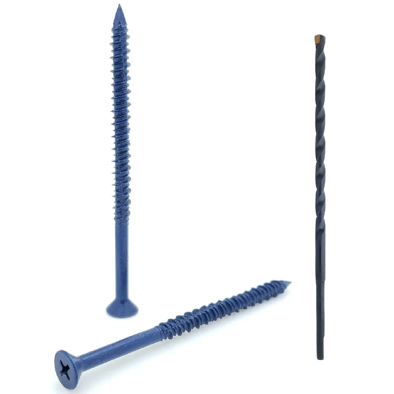 Screws With Short Tasks-100 Qty 3/16" x 3-1/4" Flat Head Phillips Diamond Tip Concrete Screws To Anchor Masonry, Block & Brick (BCP484)