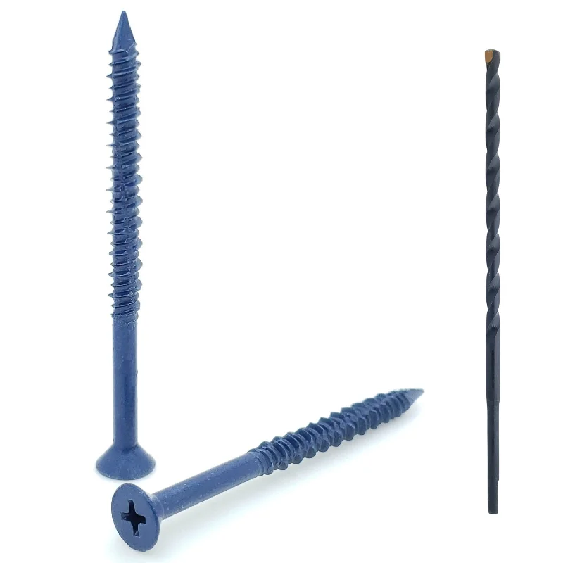 Screws For Speed Fixes-100 Qty 3/16" x 2-3/4" Flat Head Phillips Diamond Tip Concrete Screws To Anchor Masonry, Block & Brick (BCP483)