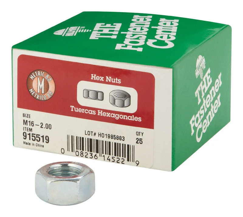 Nuts With Best Sellers-Hillman M16-2.00 mm Zinc-Plated Steel Metric Hex Nut 25 pk