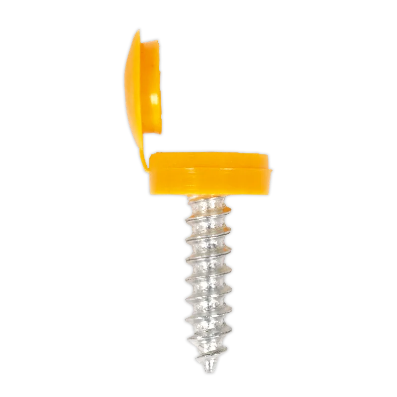 Screws For School Crafts-Sealey Numberplate Screw with Flip Cap 4.2 x 19mm Yellow Pack of 50