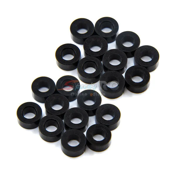 Washers With Coastal Durability-Yeah Racing Aluminum M3 Flat Washer 3mm 20pcs Black YA-0397BK