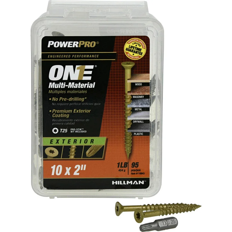 Screws For Summer Builds-Hillman POWERPRO ONE No. 10 X 2 in. L Star Flat Head Multi-Material Screw 1 lb 95 pk