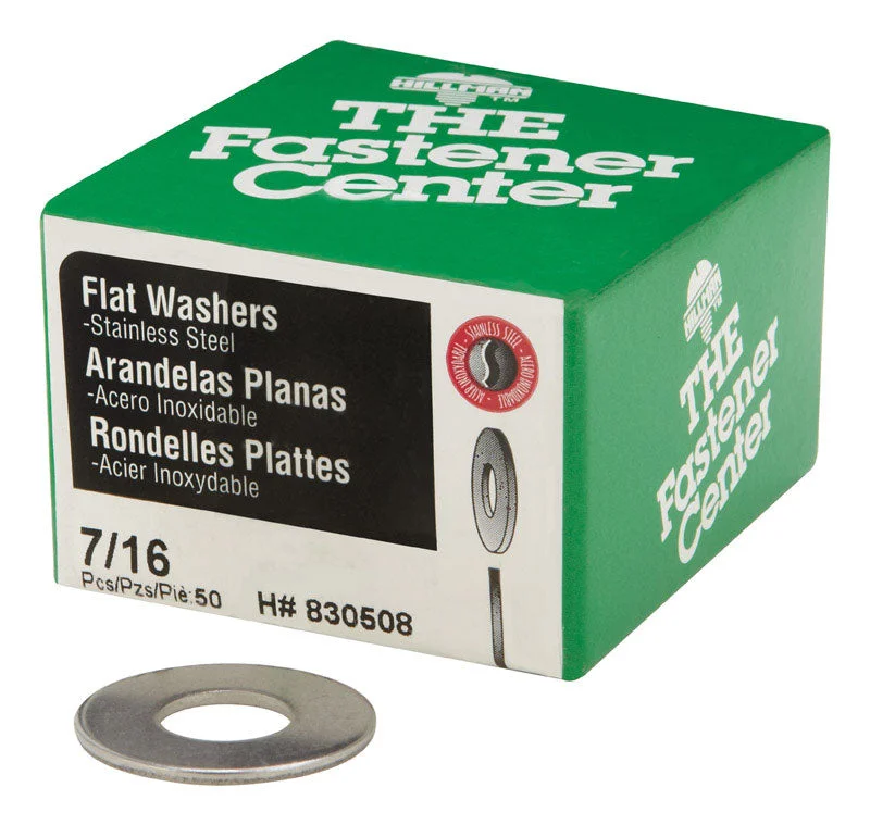 Washers With Signature Marks-HILLMAN Stainless Steel 7/16 in. Flat Washer 50 pk