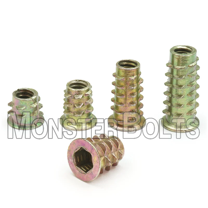 Nuts For DIY Projects-E-Z Hex Flanged Threaded Inserts for Soft Wood