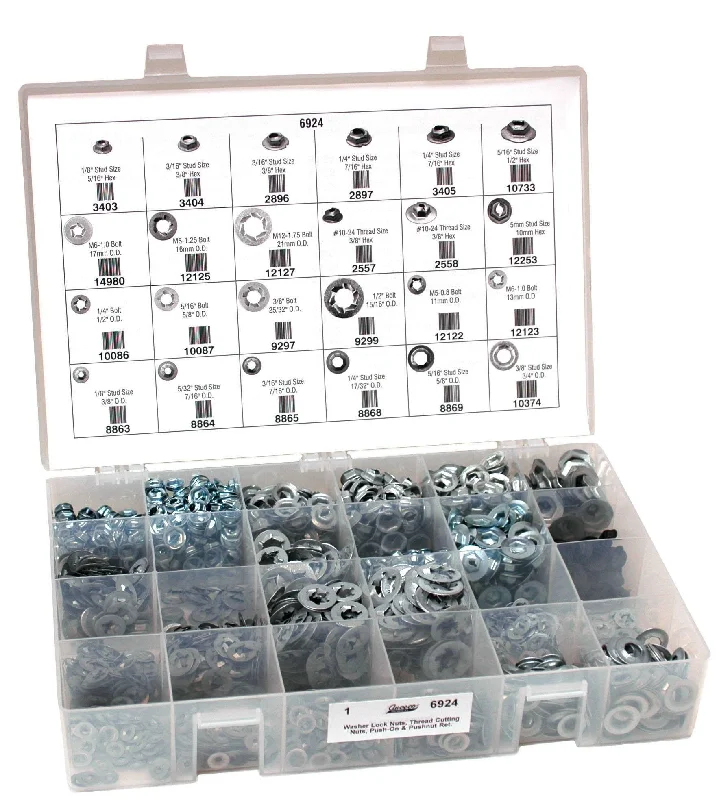 Washers For Camp Repairs-Auveco # 6924 Thread Cutting Nuts, Washer Lock Nuts, Push-On. Assortment. Qty 1.